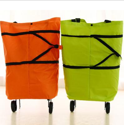 China Portable Folding Dual Function Shopping Bag Drag Bags Shopping Bags With Wheels for sale