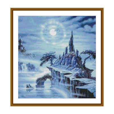 China Cross Stitch Blue Diy China Starry Night Wall Painting Cotton Embroidery Decorative Cross Stitch Set for sale