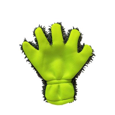 China 2021 Super Thick Absorbent Wholesale Car Wash Tool Chenille Gloves Plush Double Sided Car Gloves Cleaning Cloth for sale