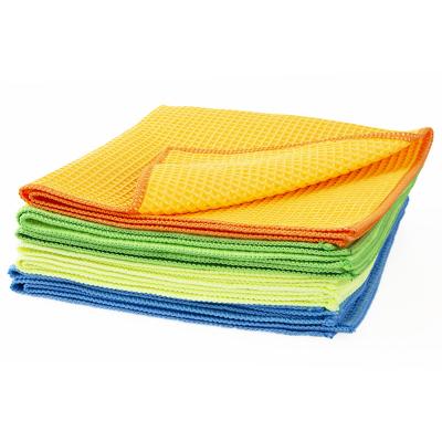 China Viable Wholesale Car Wash Waffle Weave Microfiber Cleaning Towel for sale