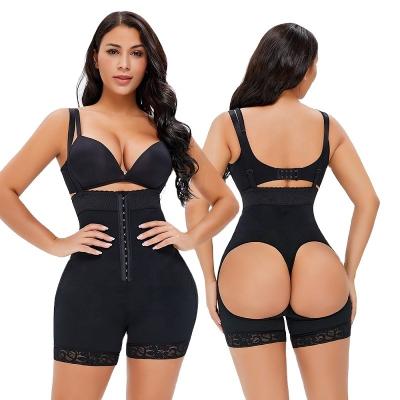 China Gujia Antibacterial Women's Shapers OEM Antibacterial Shapers Gujia Women's Fajas-Reductor Step 2 Waist Nylon Lace Fullbody Shapewear With Hooks Belly Shaper For Women for sale