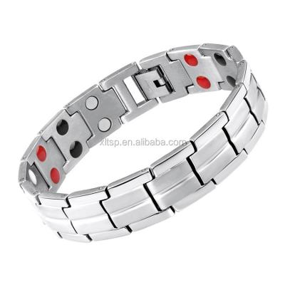 China Newest Design Color Fir Matte Silver Negative Ion Titanium Magnetic Therapy Bracelet for sale