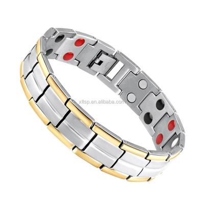 China Bio Titanium Gold Plated Good Health Titanium Bracelet 4 Energy In 1 Titanium Bracelet for sale