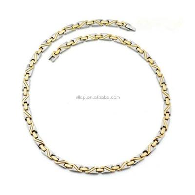 China Custom Stainless Steel Gold Chain Necklace Designs With Magnetic Energy Element for sale