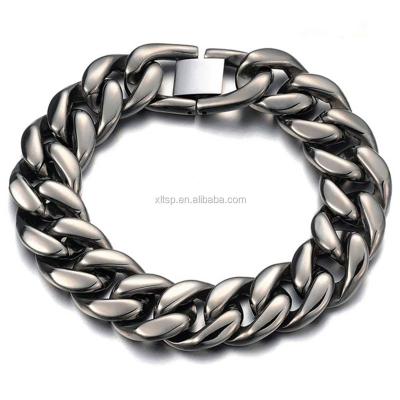 China Cool Design Silver Color High Shiny Polishing Finish Titanium Chain Bracelet For Men for sale