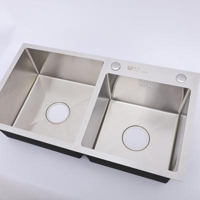 China Without Faucet Nanometer Drainage Basin Sink Double Bowl Kitchen Stainless Steel Modern Free Spare Parts Good Quality Acceptable 7.6kg-8.8kg for sale