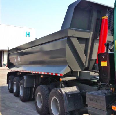 China 50 Tons Capacity Semi Dump Truck Corrugated Plate Hot Rolled Steel Large Payload for sale