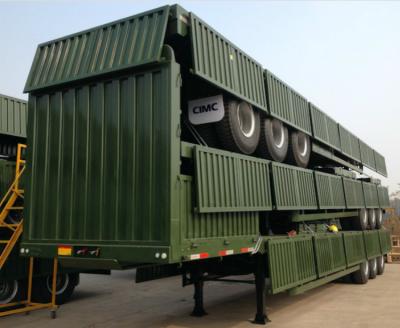 China 60 Tons High Sidewall Cargo Container Trailer 6 Tyre 12 Tyre Container Semi Trailer for sale