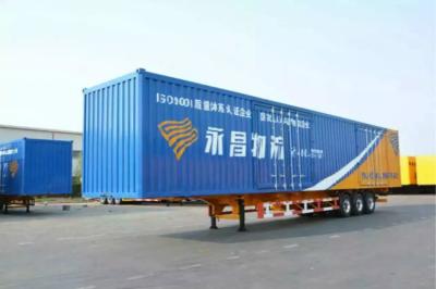 China 3 axle Corrugated Plate Van Trailer For Logistic Company , 13M CIMC Closed Dry Van Trailer for sale