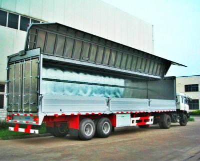 China Hydraulic Control Dry Van Trailer Two Sides Wing Opening 30 Tons Capacity for sale