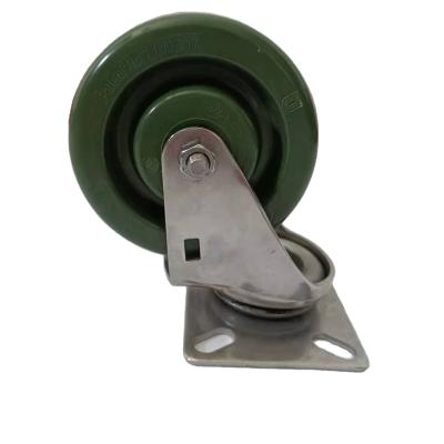 China Steel Green Trolley Caster Caster Case SS304 Epoxy Resin Bakery Equipment Furniture High Temperature Wheel Bakery Oven Wheels Caster Wheel for sale