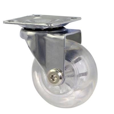 China Factory Directly 35mm Medical Equipment Furniture Case 50m 75 Diaphanous Flat Swivel PU Medical Caster Wheel Transparent Furniture Caster Wheels For Pram for sale