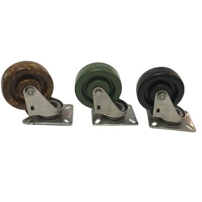 China Others 304 201 +Nylon High Temperature Stainless Steel Polyurethane Green Caster Wheels Oven Bakery Trolley Caster Caster Wheels for sale