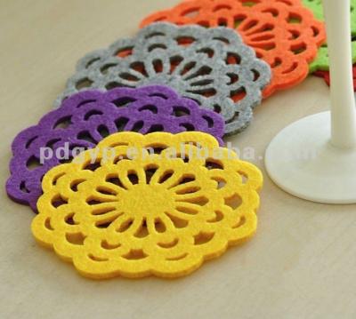 China Corrosion Resistant Felt Table Mats Felt Flower Laser Cut Felt Coaster for sale