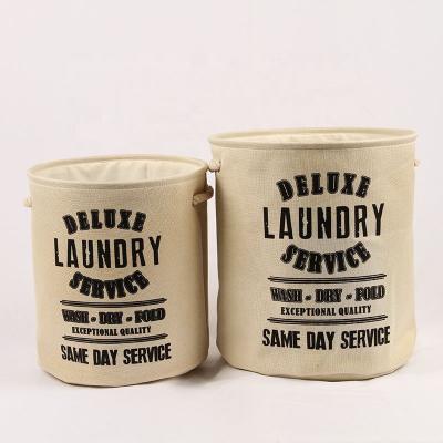 China Other Popular Household Storage Laundry Basket Kids Toy Collection Fabric Cotton Linen Storage Basket for sale