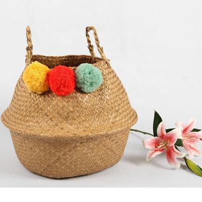 China Bestselling Planter Pot Craft Sustainable Woven Natural Vegetable Plankton Belly Basket For Storage Wicker Woven Baskets for sale