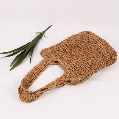 China Fashion Women Fashion Style Natural Brown Color Crochet Lady Beautiful Handmade Cut Bag Handbag for sale