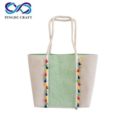 China 100% Eco-friendly Jute Carry Embroidery Shopping Beach Bag Fashionable Bags for sale