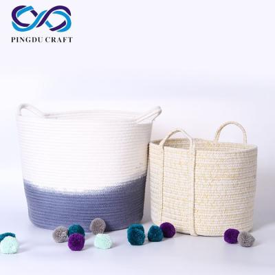 China Wholesale Hot Sale Cotton Rope Hand Knitting Basket Viable For Storage for sale