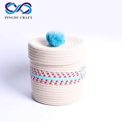 China Mix Color Cotton Rope Basket Sustainable Woven Shallow Wholesale for sale