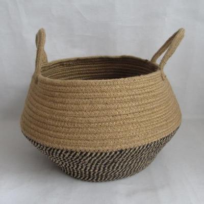 China Sustainable Ball Shape Cotton Jute Rope Storage Baskets for sale