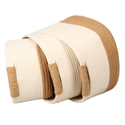 China Behind Doors/On Walls Decorative Bathroom Cotton Rope Storage Basket for sale