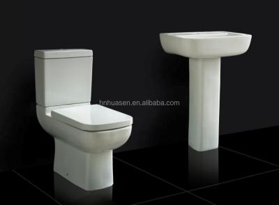 China Market Sustainable UK Ceramic Bathroom Sanitary Ware Close Coupled Suit Square Toilet And Basin for sale