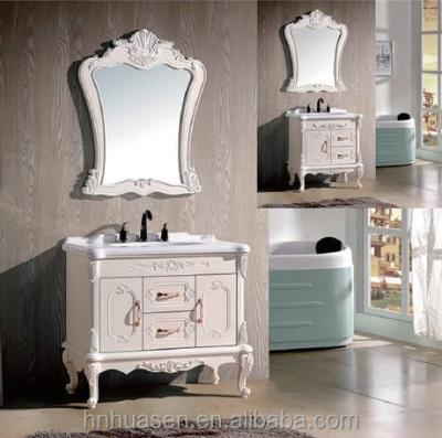 China Classic Ivory Floor Standing Modern PVC Bathroom Vanities And Cabinets (HS-8003) for sale