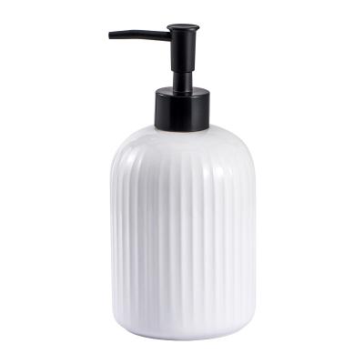 China Sustainable Wholesale New  vintage style Simple Solid Color Fashion Bottle Soap Dispenser ceramic Shower Gel Bottle for sale