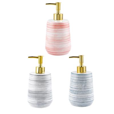 China Sustainable Ceramic Bathroom Set porcelain Bathroom Accessories Dispenser Bottle  Marble ceramic Hand Soap Dispenser for sale