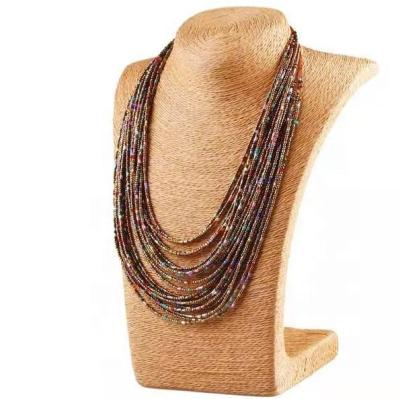 China New Retro PUSHI Multilayer Water Bohemian Drop Rice Bead Necklace Women Jewelry for sale