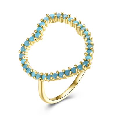 China PUSHI Fashion Hot Sale Vintage Heart Shaped Rings Design Turquoise Handmade Minimalist Ring For Women for sale