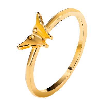 China New Product FASHIONABLE Creativity PUSHI Electroplating Alloy Rings Gold Color Butterfly Ring Female for sale