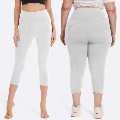 China Breathable RTS Plus Size Customs Service OEM/ODM Customs Service OEM/ODM Butt Control GYM Sports Home Workout Women's High Waisted White Yoga Capri for sale