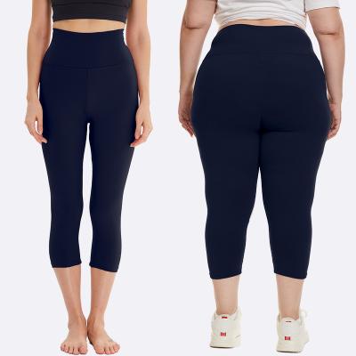 China Breathable High Waist Plus Size Girls Favor Logo And Printed Lace Custom Women Plus Size Capri Leggings for sale