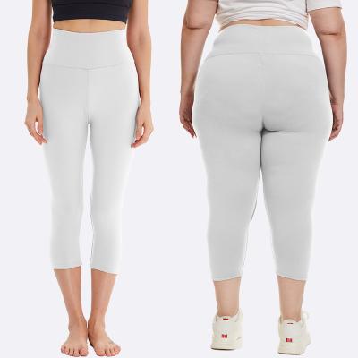 China Customs Service Breathable Pockets Women's High Waist Homework Gym Yoga RTS White Capris Legging With LOGO for sale