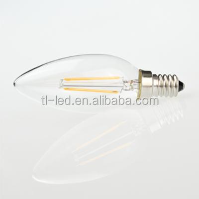 China Glass Filament LED Candle Light Bulb, LED Candle Licht With Filament 2W 4W, CE Rohs LED Filament Candle Lampen, FCC for sale