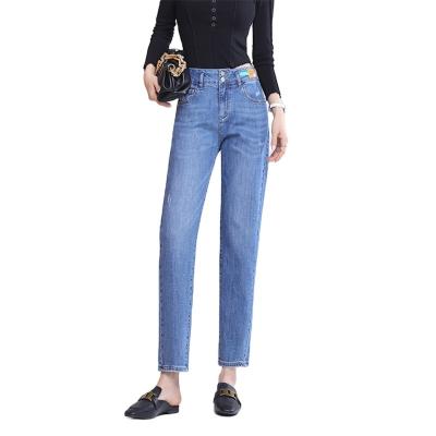 China Wholesale Custom OEM QUICK DRY denim jeans loose straight slim stretch cropped women jeans for sale