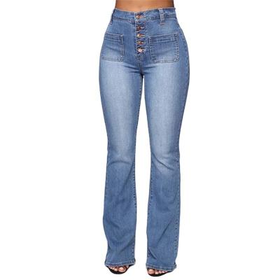 China Bargain price QUICK DRY plus size hole denim pants flared wide leg womens jeans for sale