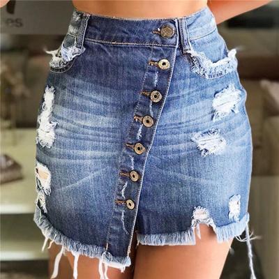 China Women's Plus Size Button Bag Hip Skirt Denim Skirt Women's Lady's Breathable Lattice Skirt for sale