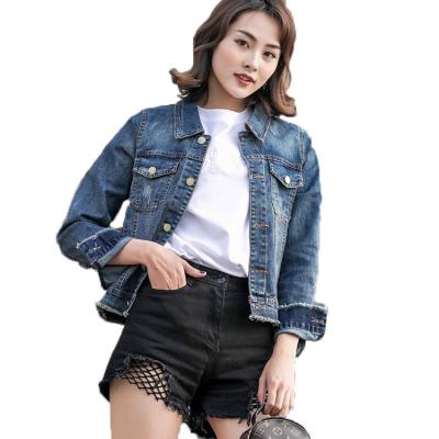 China Fashion QUICK DRY Women Denim Clothes Embroidery Custom Letters Patch Casual Denim Jacket for sale