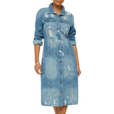 China Wholesale QUICK DRY Custom Blue Washed Long Woman Denim Womens Oversized Jacket for sale