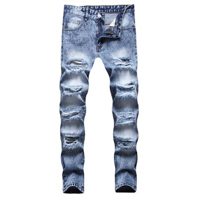 China Custom Made Breathable Mens Jeans 2021 Mens Ripped Jeans Designer Super Skinny Denim Blue Jeans For Men for sale