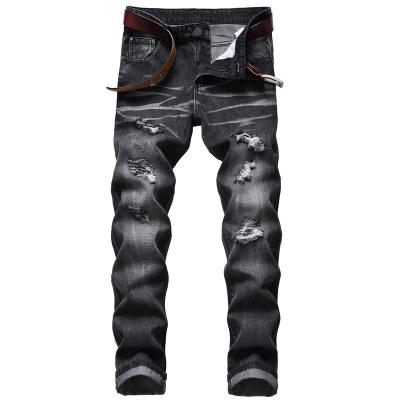 China Popular Men's Jeans Style Thick Men's Breathable Jeans Destroyed Fashion Brand Cotton Black Stretch Denim Slim Men for sale