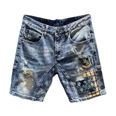 China Wholesale custom mens clothing breathable fashion jeans ripped patch mens denim lattice shorts mens pants for sale