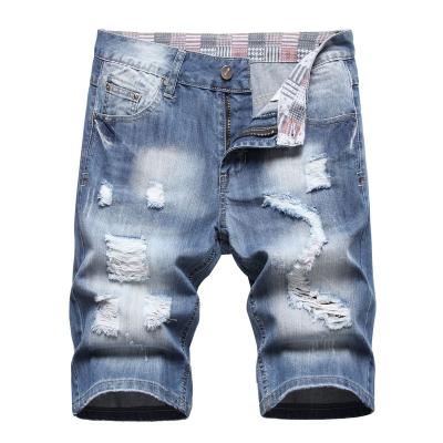 China Breathable Wholesale Custom Jeans Clothes Summer Ripped Denim Pant Men's Casual Shorts Jeans for sale