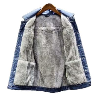 China OEM Factory 2022 Winter Lattice Jean Custom Cotton Breathable Thicken Coat Clothing Loose Mens Denim Jackets for sale