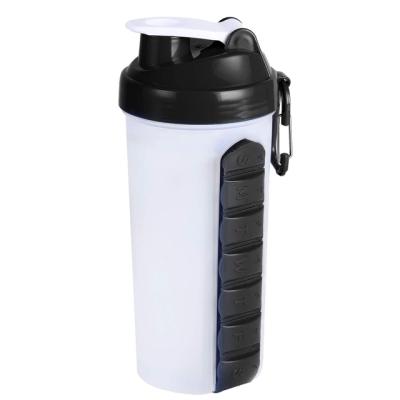 中国 Viable Shaker Bottle with Pill Organizer and Storage for Protein Powder, Custom Color, Leak-Proof and BPA Free Water Bottle Plastic 販売のため