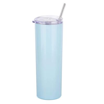 China Sustainable Reusable Stylish Lean Tumbler Drink Latte Juice Coffee Cup with Cover and Straw for sale