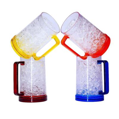 China Double Wall Sustainable Freeze Frosty Freezer Ice Mugs Clear 16oz Set High Quality Suitable In Summer And Fridge Eco-Friendly Mug for sale